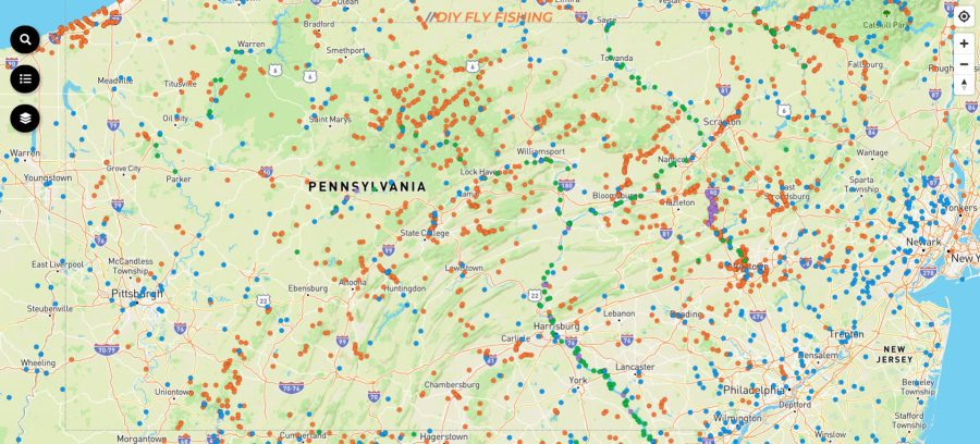 Pennsylvania trout stream map