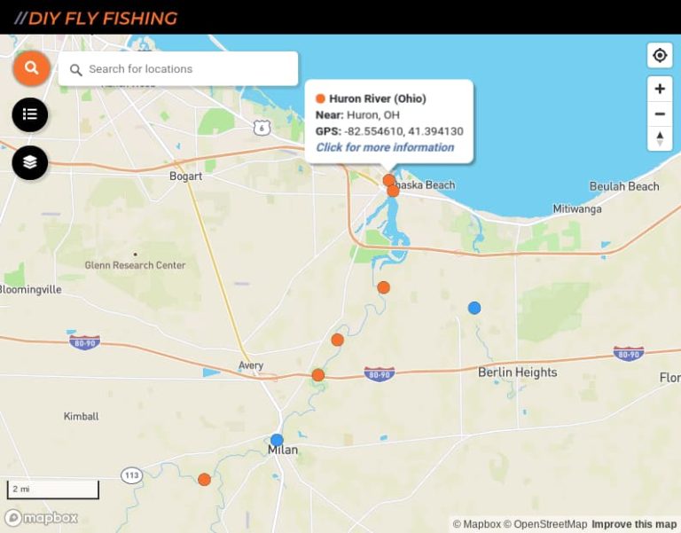 Huron River (Ohio) Steelhead Fishing Map · DIY Fly Fishing