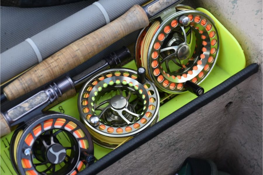A collection of fly-fishing reels