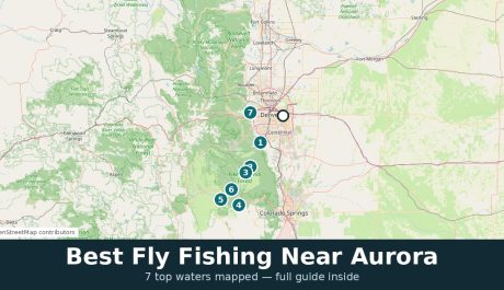 Map of the best fly fishing waters near Aurora, Colorado