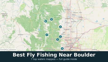 Map of the best fly fishing waters near Boulder, Colorado
