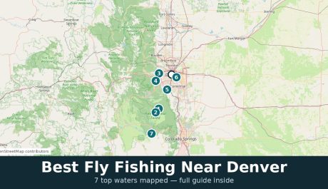Map of the best fly fishing waters near Denver, Colorado