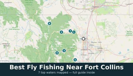 Map of the best fly fishing waters near Fort Collins, Colorado