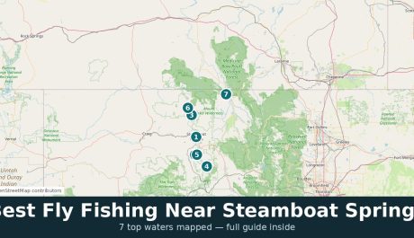 Map of the best fly fishing waters near Steamboat Springs, Colorado